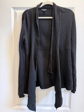 George Black Ribbed Open-Front Cardigan